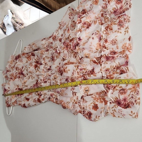 1 State Dress Womens Size M Floral Keyhole Button Sleeveless Ruffel - Picture 5 of 9